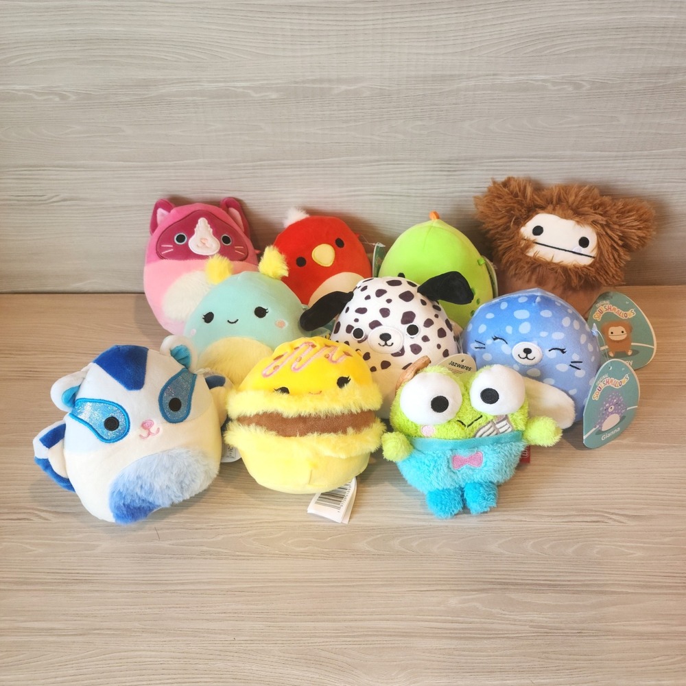 Squishmallows Plush Lot 10pc Benny Bigfoot Keroppi Gianna Seal 5 Inch Mini Toys